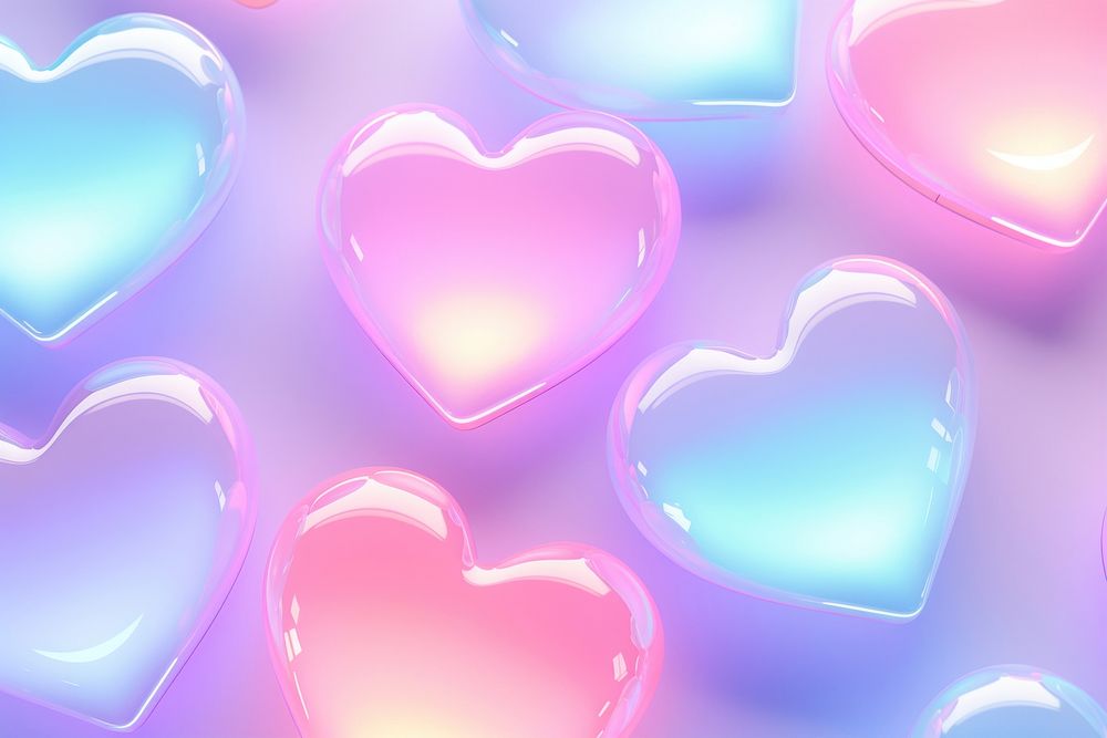 Pastel 3d heart aesthetic holographic illuminated backgrounds electronics.