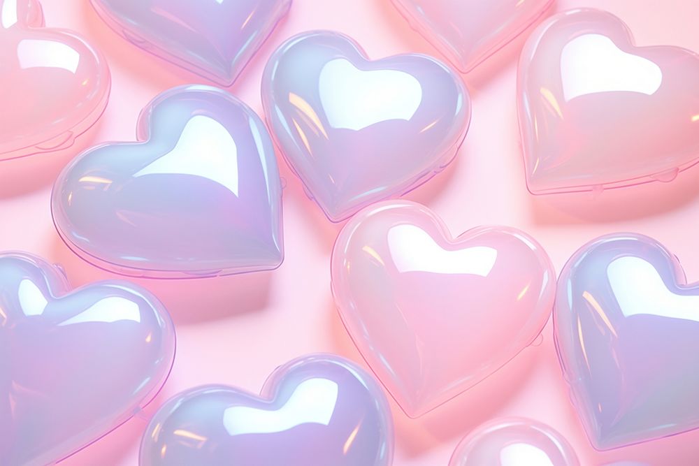 Pastel 3d heart aesthetic holographic confectionery backgrounds pattern.