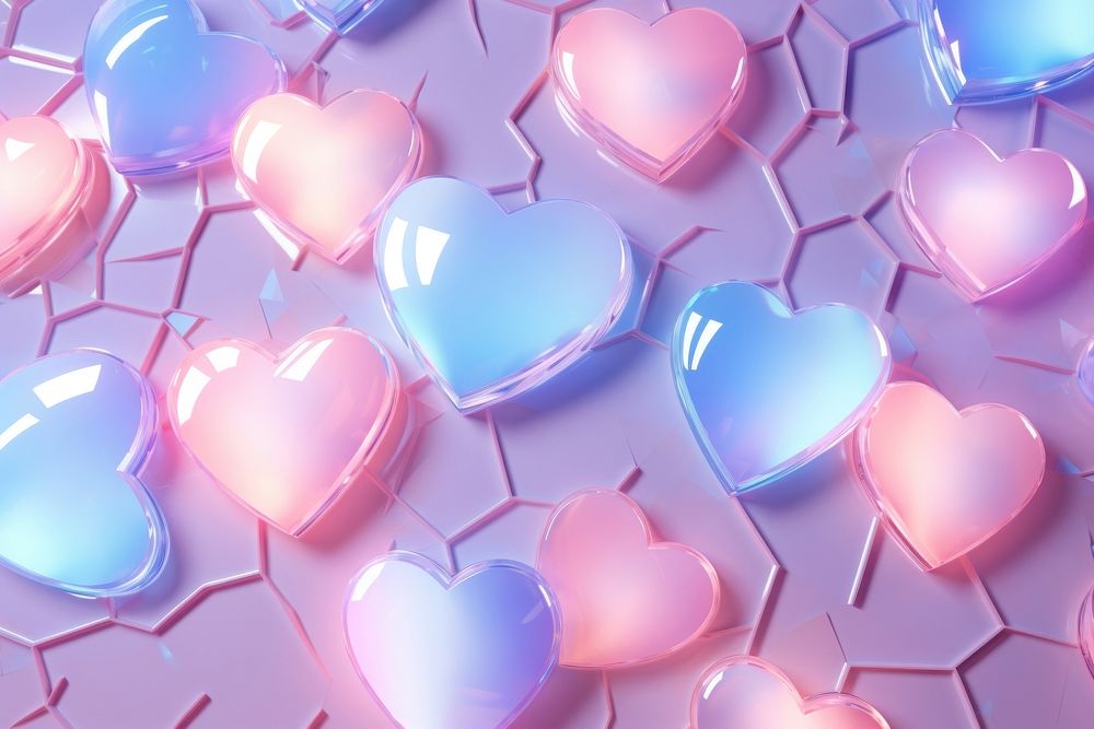 Pastel 3d heart broken aesthetic holographic backgrounds accessories decoration.