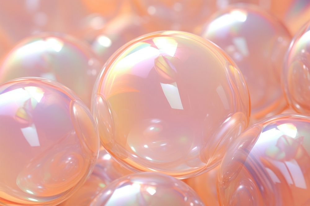 Pastel 3d orange holographic balloon sphere bubble.