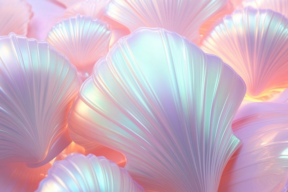 Pastel 3d shell holographic pattern petal invertebrate.