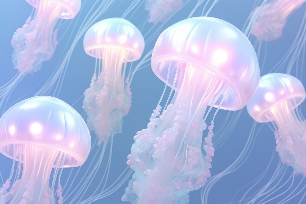 3d jellyfish holographic invertebrate translucent transparent.