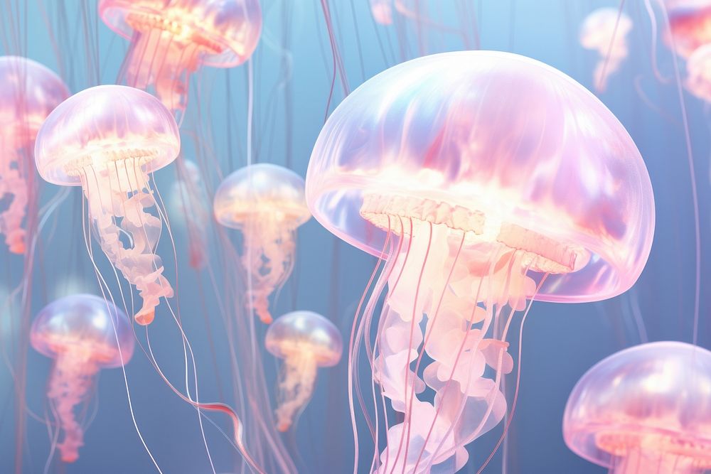 3d jellyfish holographic invertebrate transparent translucent.