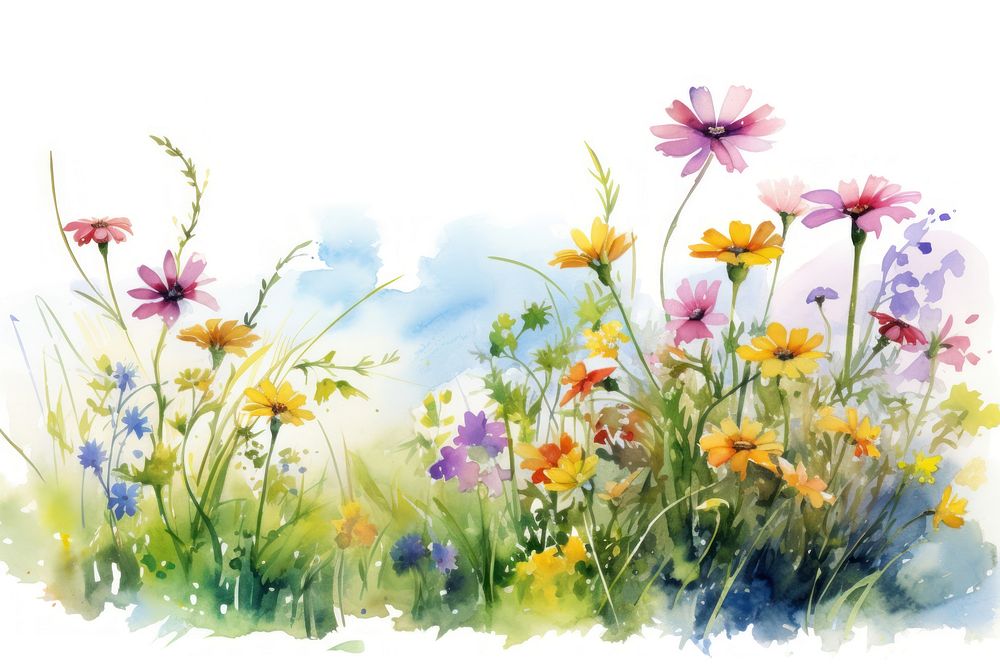 Flowers in summer painting nature outdoors.