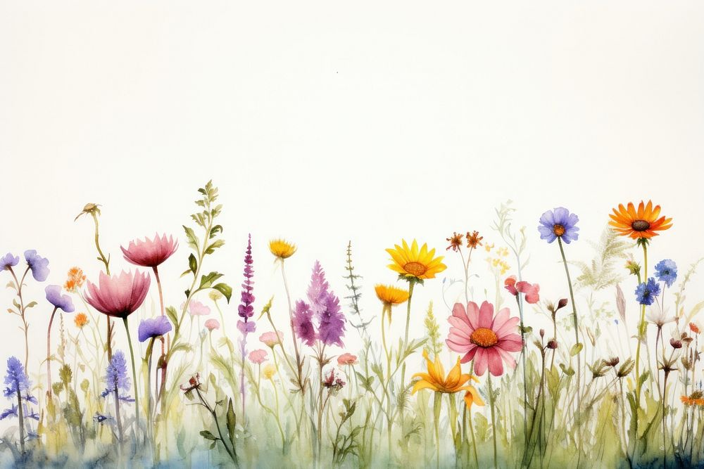 Wildflowers painting nature landscape.