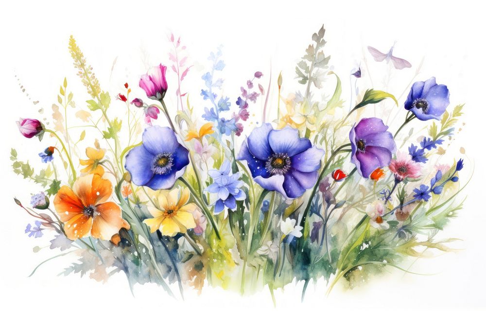 Wildflowers painting nature plant.