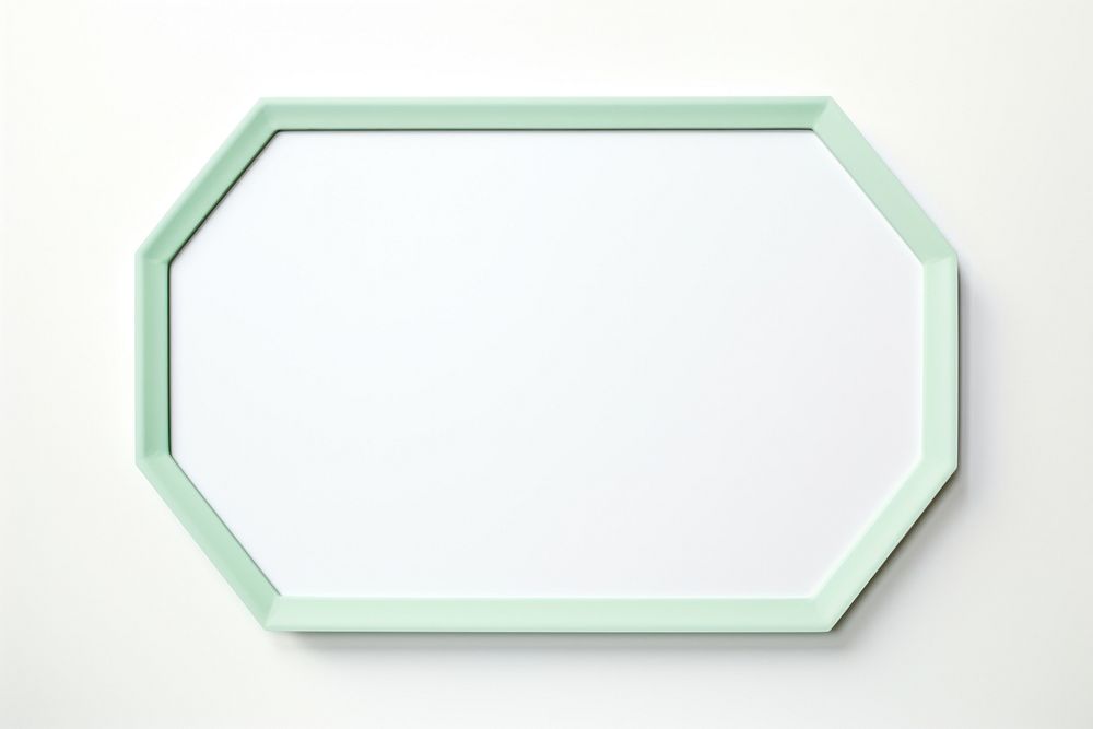 Modern mint green hexagon frame white background rectangle.
