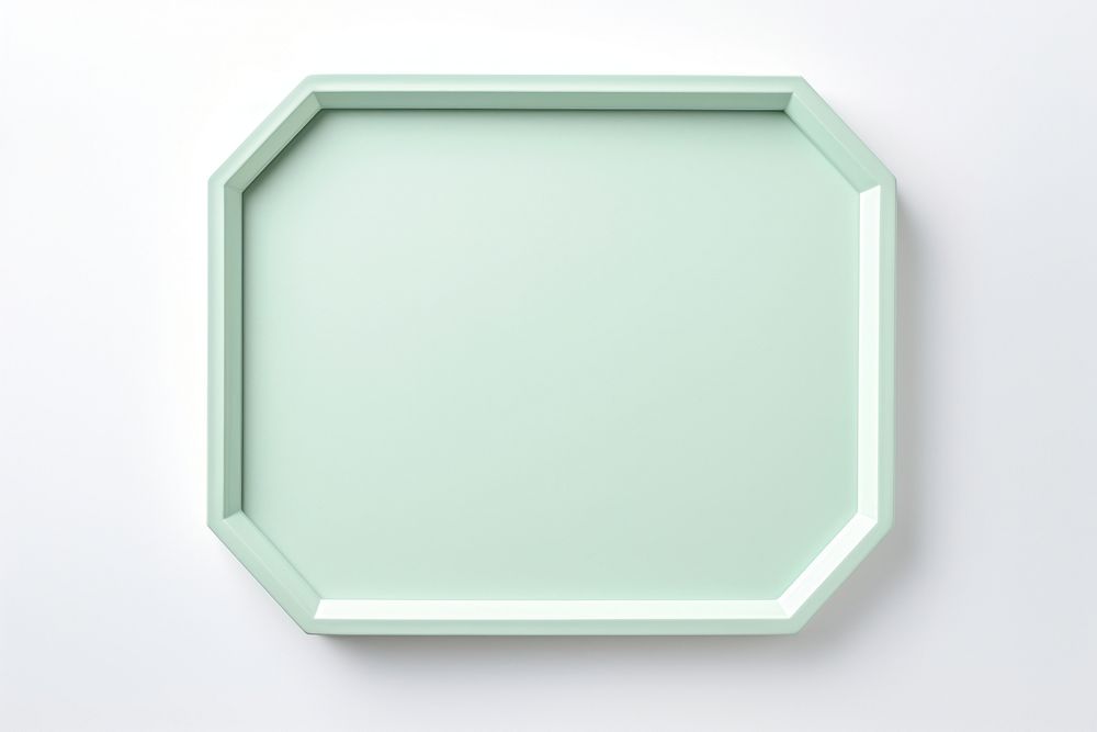 Modern mint green hexagon frame white background rectangle.