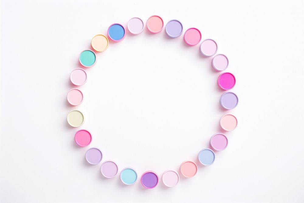 Mini girly circle in pastel color jewelry white background accessories.