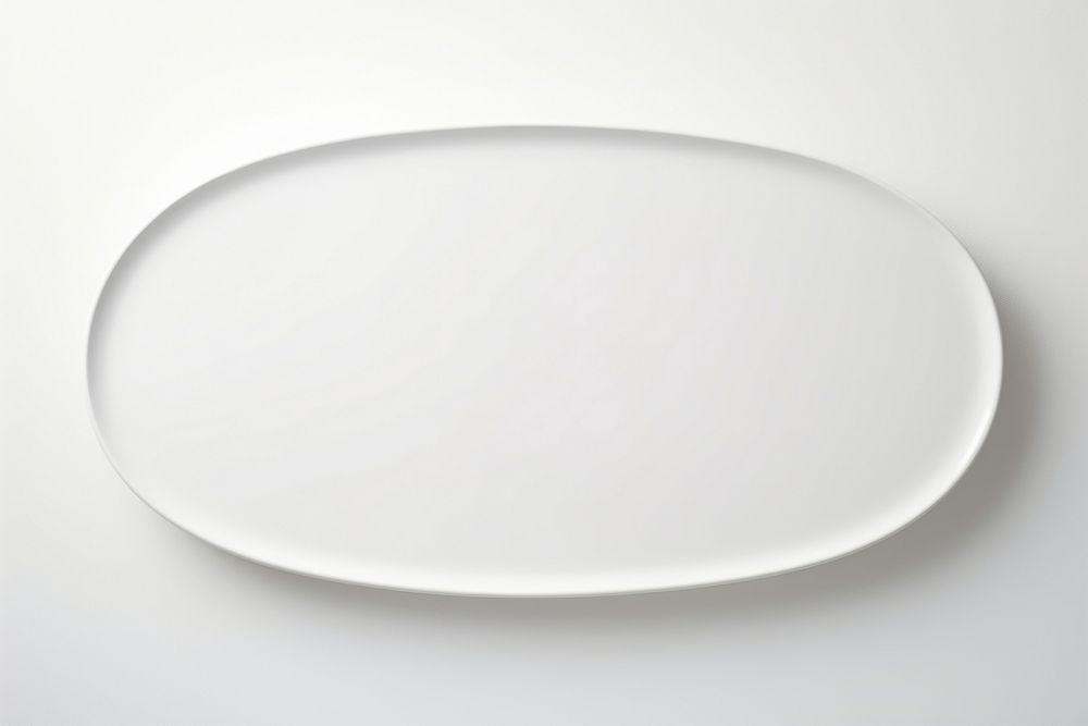 Minimal modern oval plate white white background.