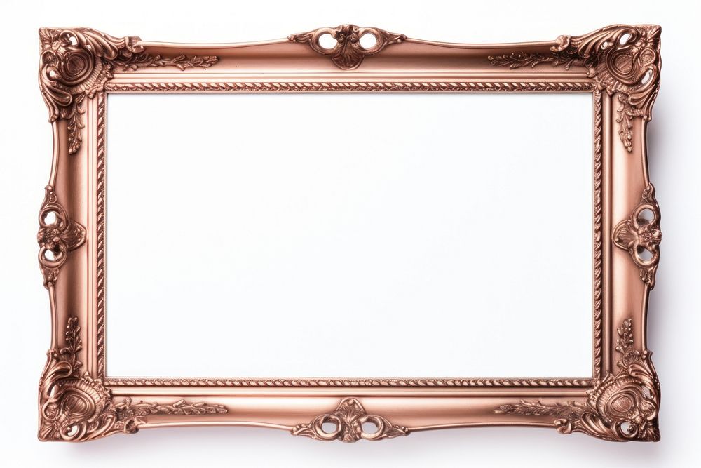 Rosegold mirror frame white background.