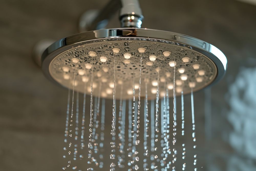Showerhead bathroom chandelier showering.