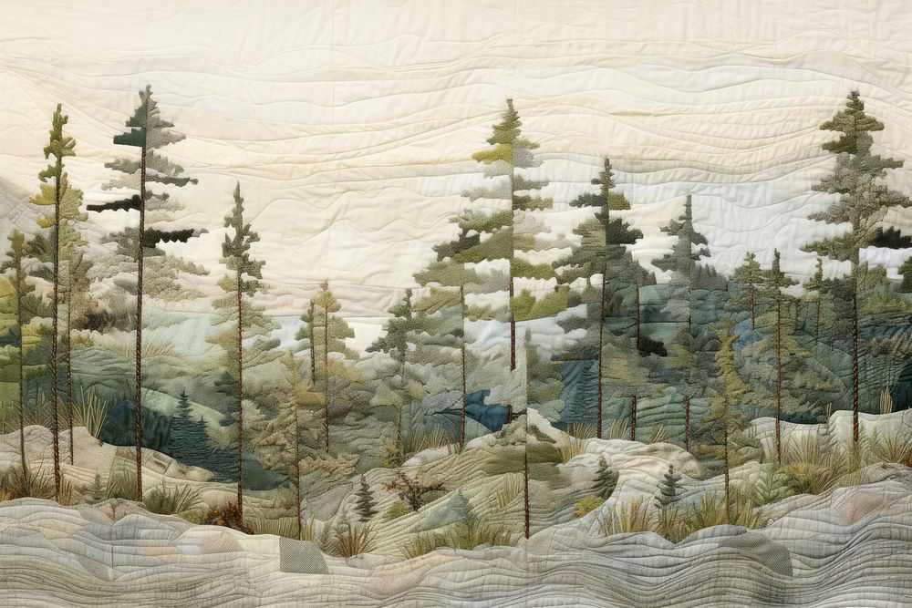 Forest valley landscape textile plant.