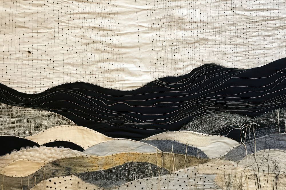 Stunning hills textile quilt art.