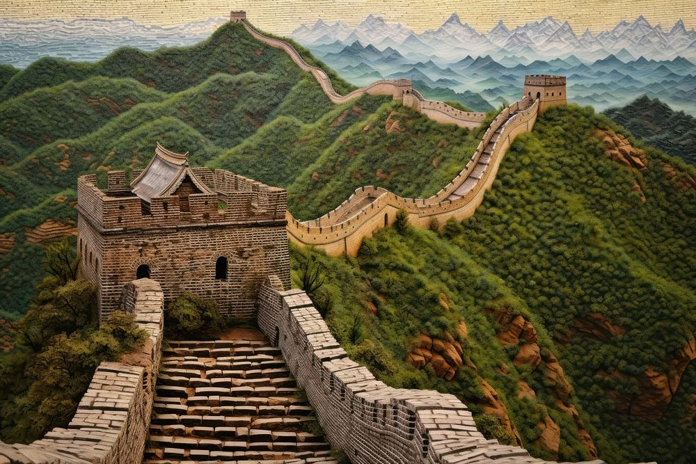 Stunning joyful great wall of china architecture landscape building.