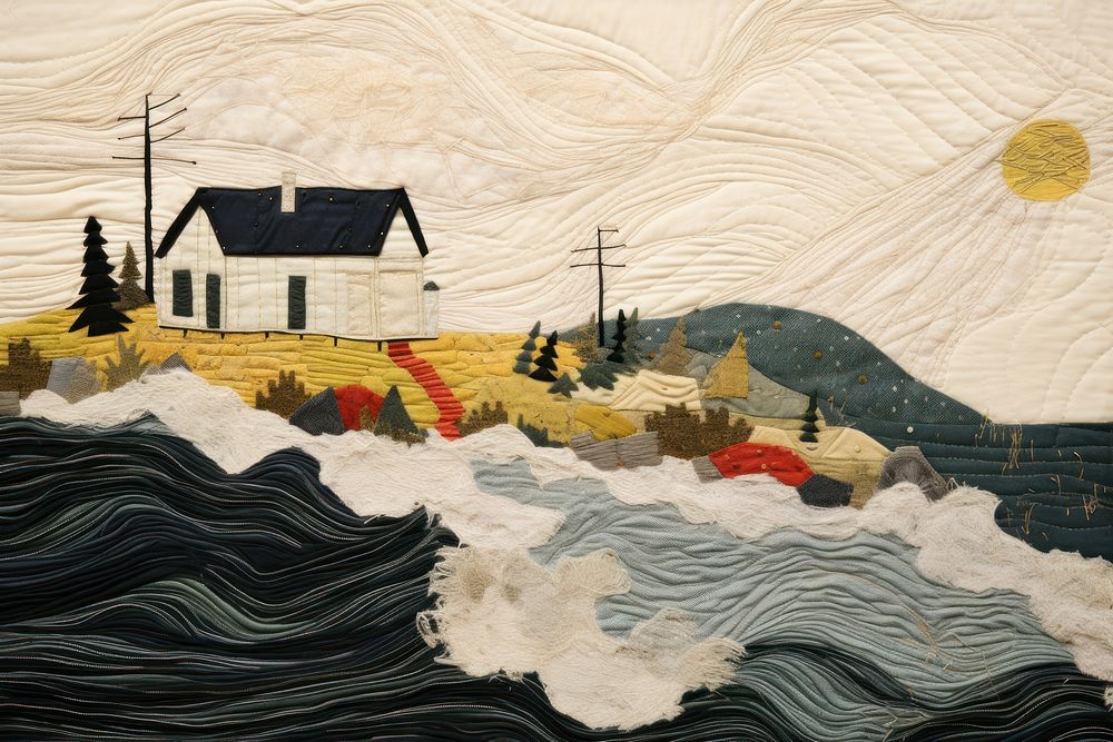 Stunning joyful bay painting quilt art.