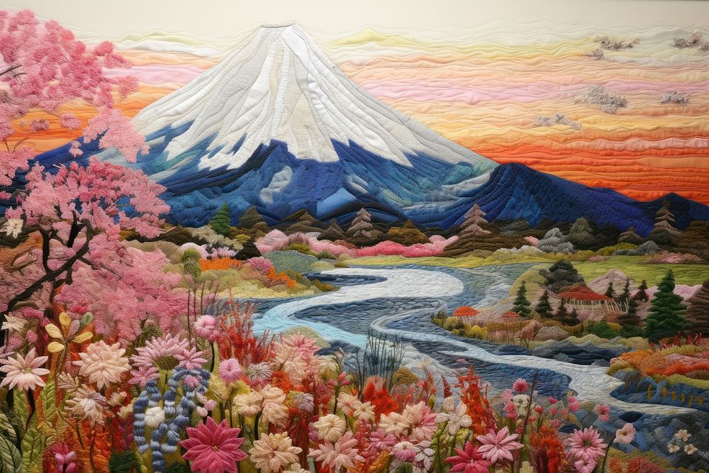 Stunning joyful mt fuji landscape outdoors painting.