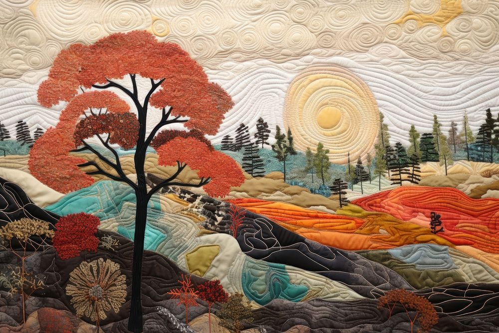 Stunning joyful season landscape painting tapestry.