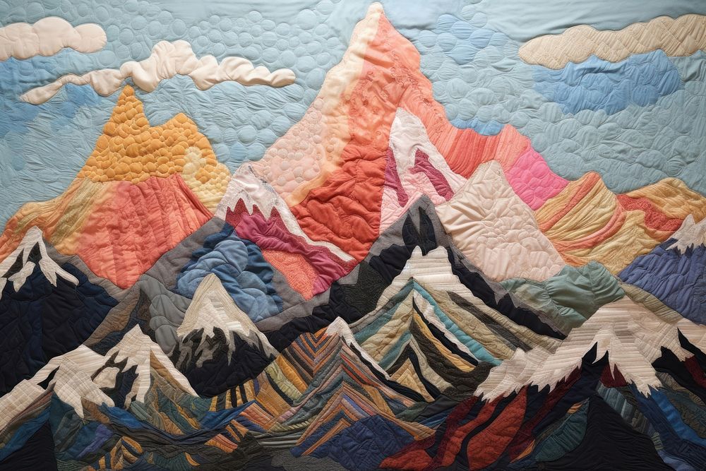 Stunning joyful mountain peak quilt landscape quilting.