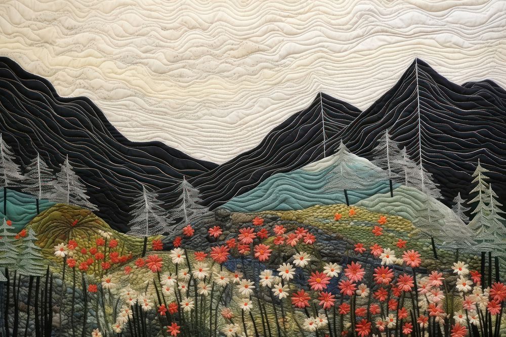 Stunning joyful season landscape painting textile.