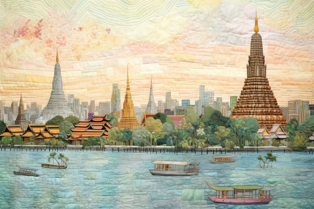 Stunning joyful bangkok with big buddha in city landscape architecture building.