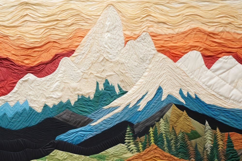 Stunning joyful alpine quilt landscape quilting.