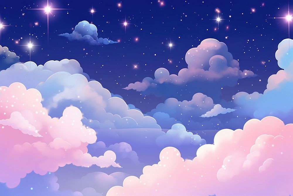 Sky filled with clouds and stars cute wallpaper backgrounds outdoors.