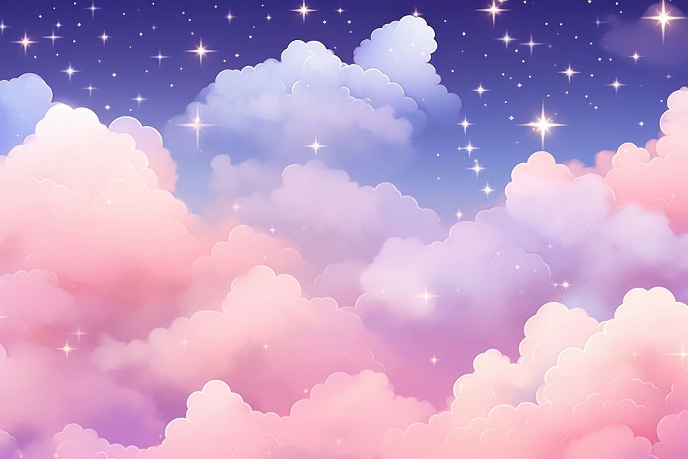 Sky filled with clouds and stars cute wallpaper backgrounds outdoors.