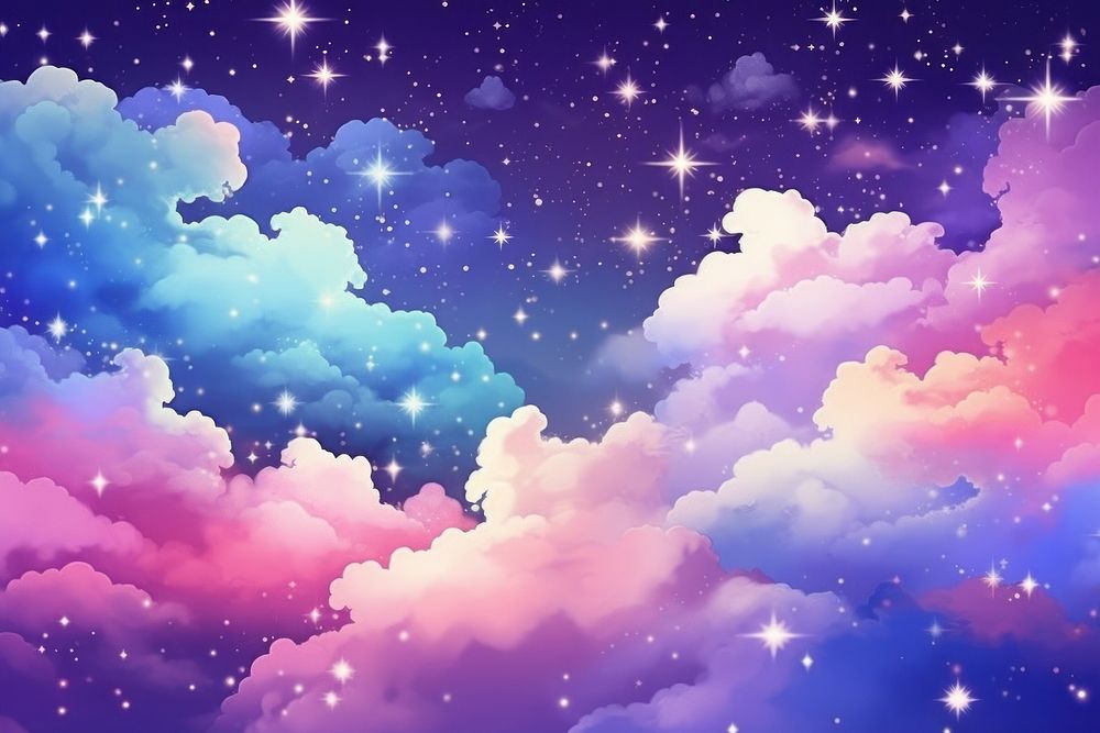 Sky filled with clouds and stars cute wallpaper backgrounds outdoors.