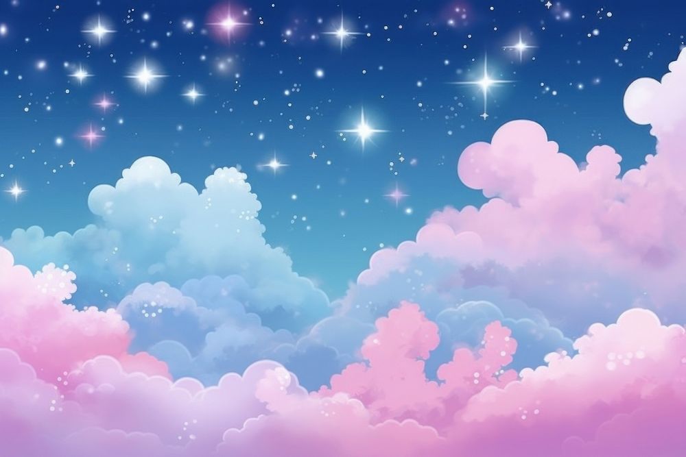 Sky filled with clouds and stars cute wallpaper backgrounds outdoors.