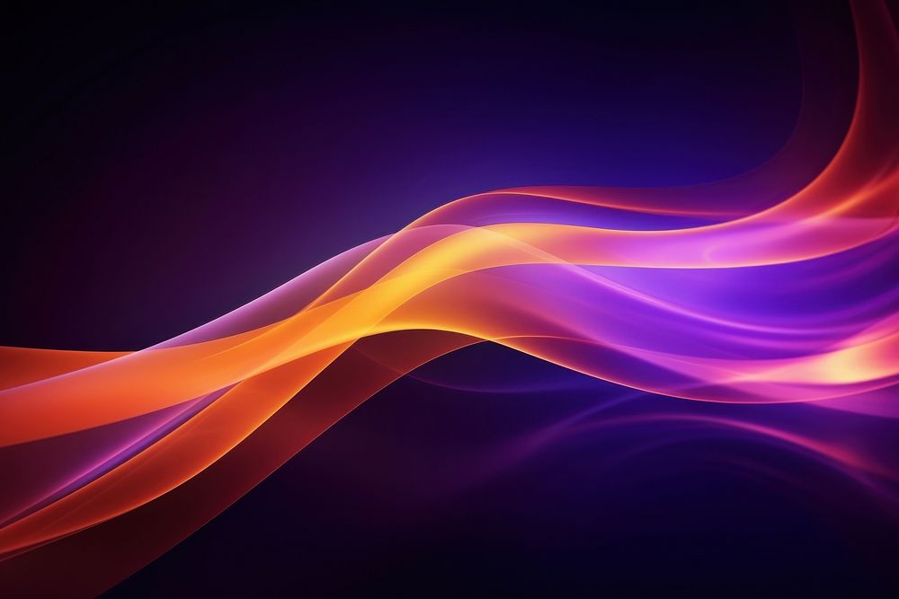 Purple and orange neon glowing twisted cosmic lines backgrounds abstract pattern.