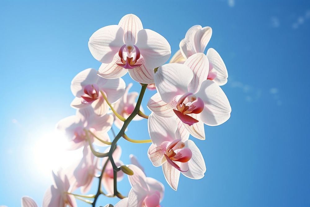 Orchid flower outdoors blossom nature. AI generated Image by rawpixel.