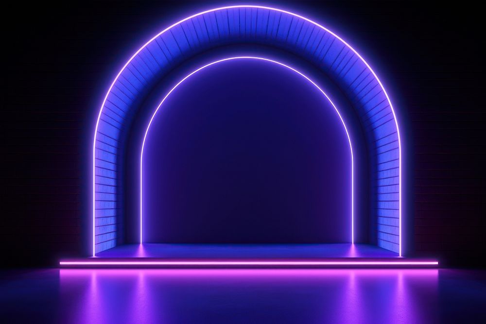 Arch neon background purple light architecture. AI generated Image by rawpixel.