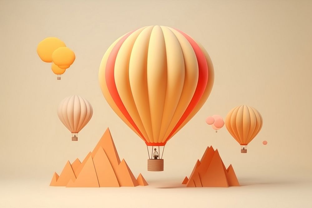 Cartoon hot air balloon aircraft transportation creativity.