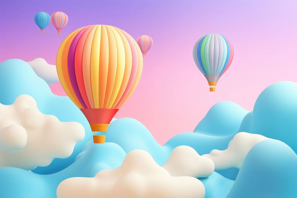 Cartoon hot air balloon backgrounds aircraft vehicle.