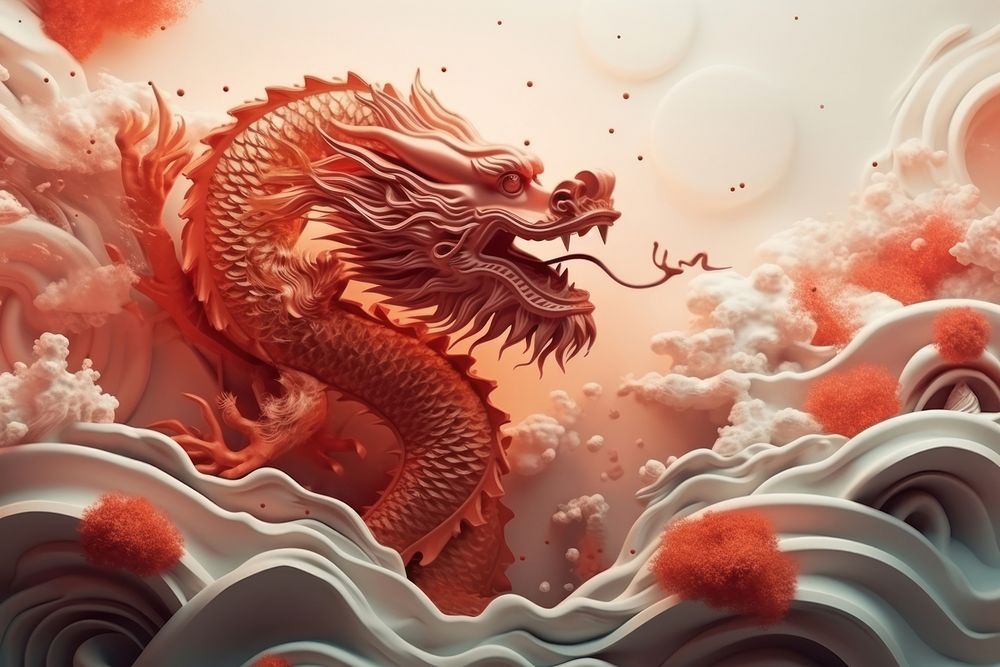 Chinese New Year style of minimalist dragon red chinese new year creativity.