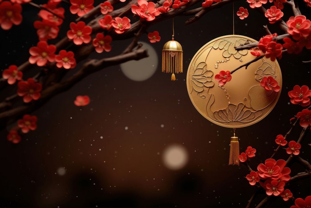 Chinese New Year style of moon lighting nature red.