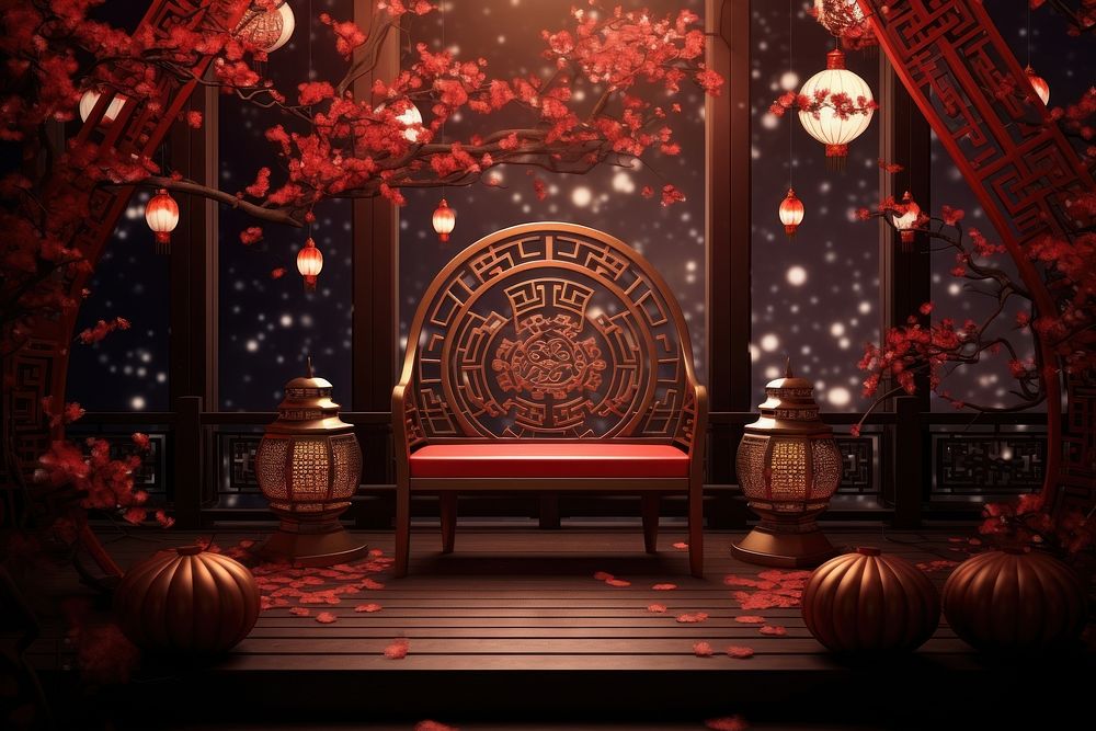 Chinese New Year style of night furniture throne red.