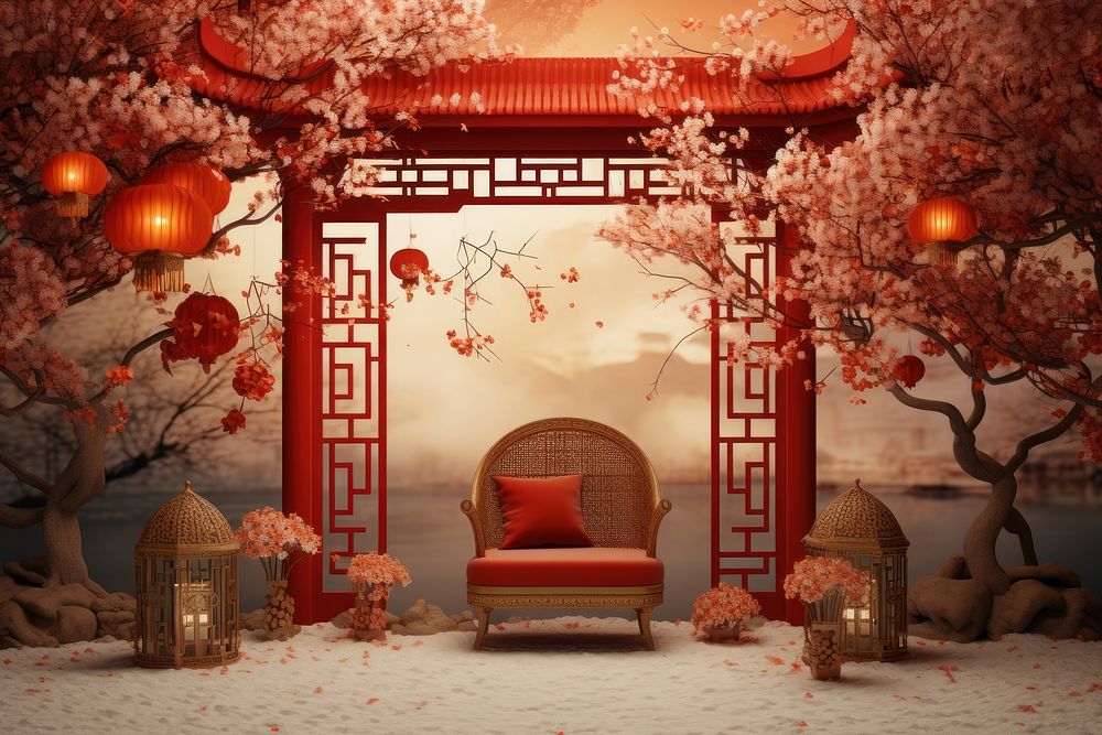Chinese New Year style of heaven furniture throne chair.