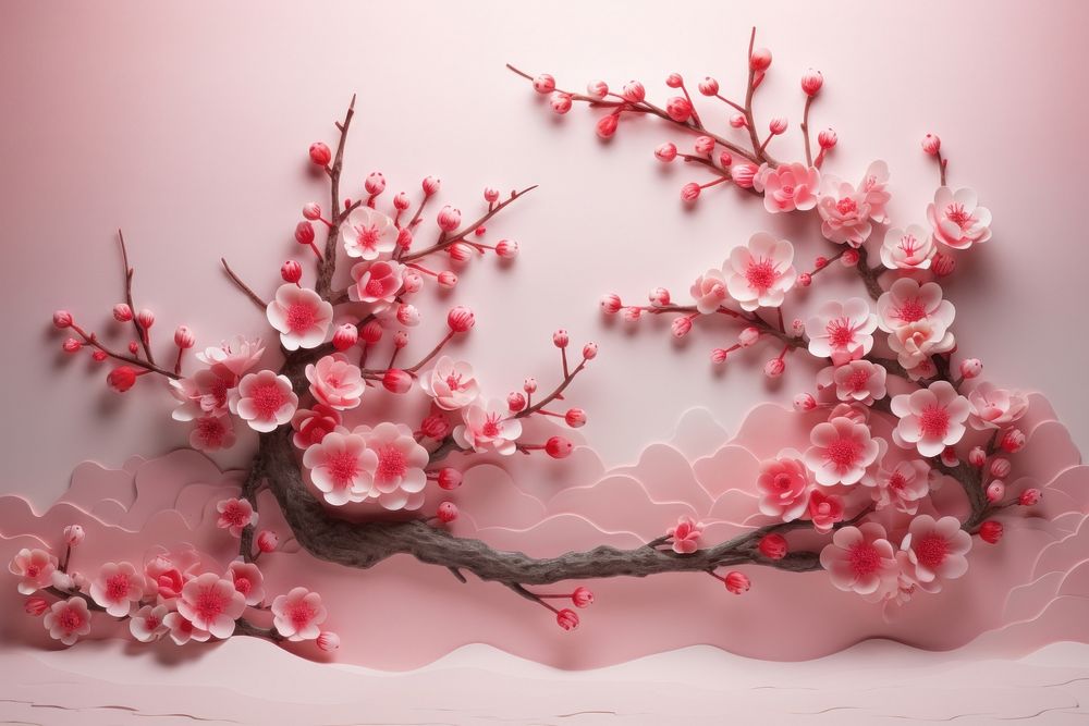 Chinese New Year style of sakura blossom flower plant.