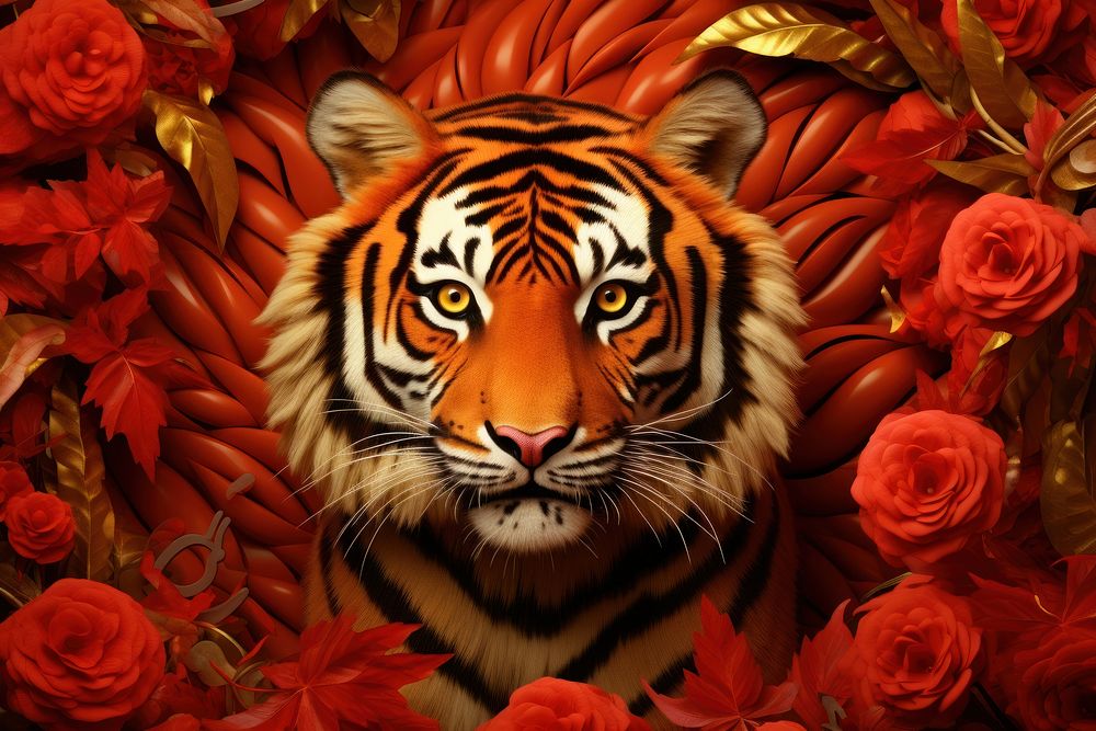 Chinese New Year style of tiger wildlife animal mammal.