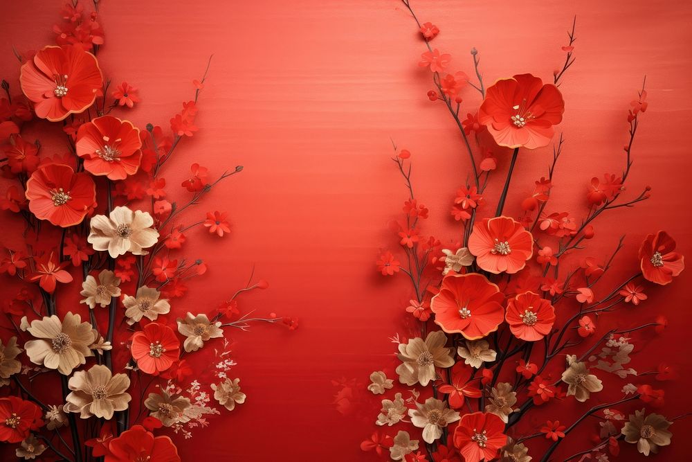 Chinese New Year style of wildflowers backgrounds plant petal.