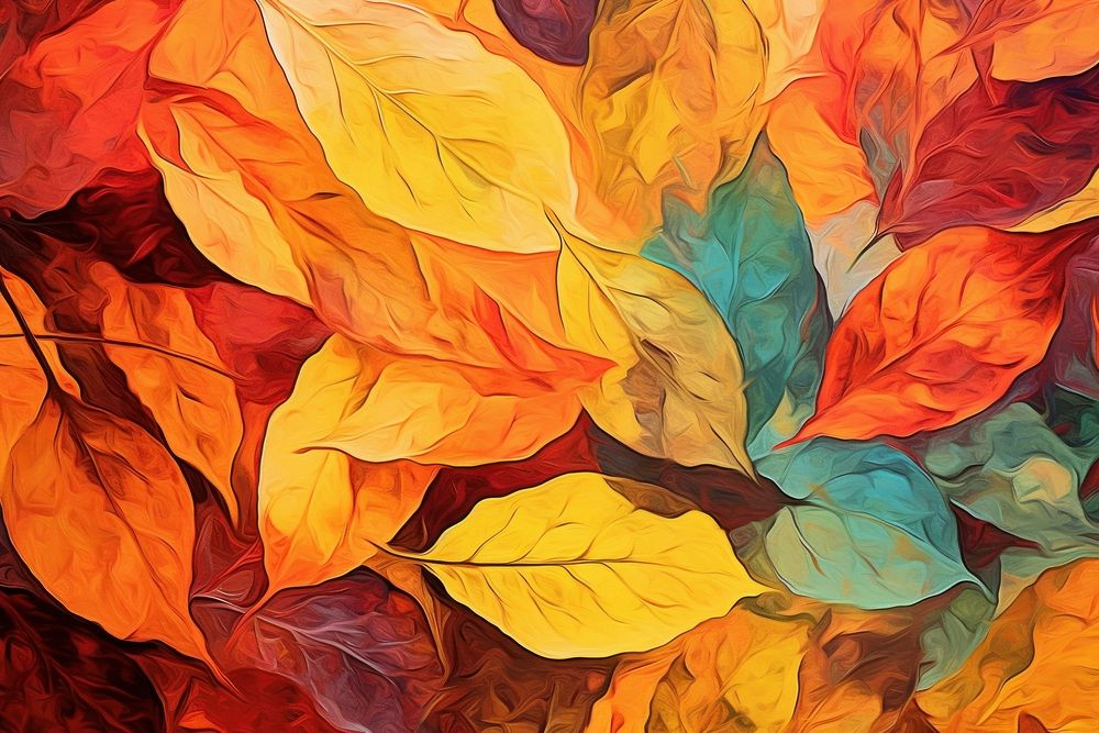 Colorful digital painting backgrounds pattern leaves.