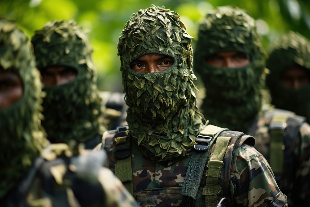 Thai military men in camouflage suit soldier adult troop.