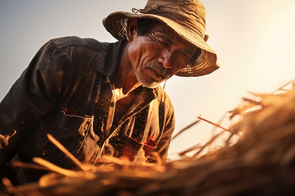 Thai farmer men working sunlight outdoors adult.
