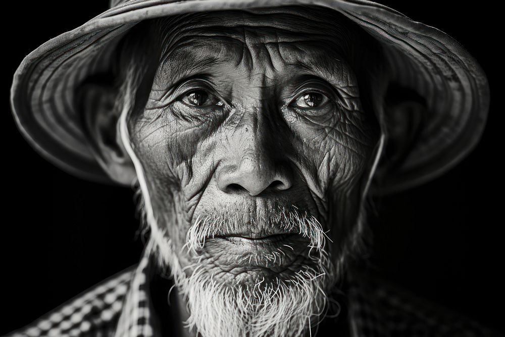 Thai grandpa portrait pose monochrome | Premium Photo - rawpixel