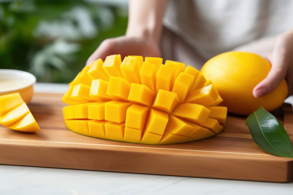 Fresh mango cutted kitchen fruit plant. AI generated Image by rawpixel.