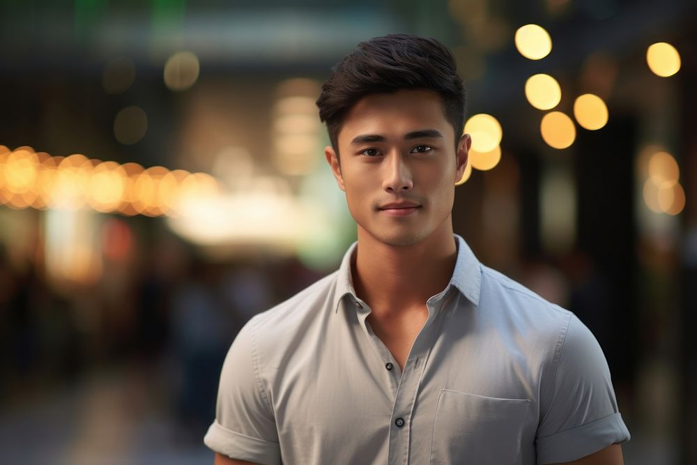 Handsome south east asian model pose adult individuality architecture.