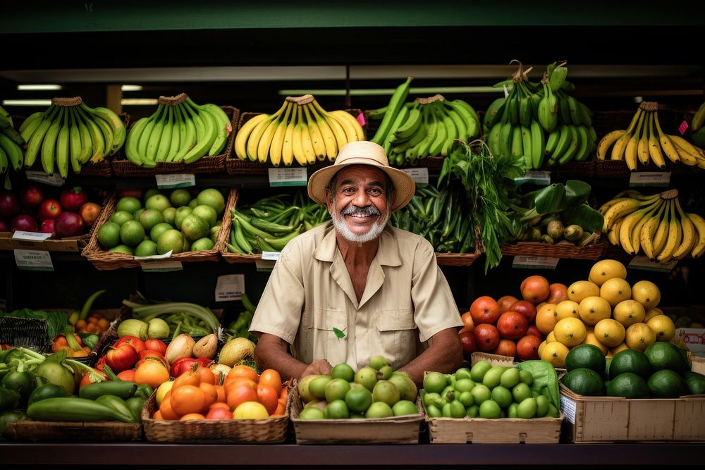 Cuban man is choosing healthy foods in supermarkets banana fruit adult.