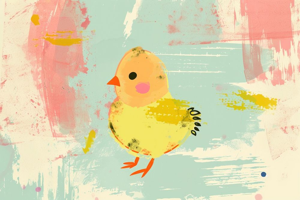 Cute baby chick illustration painting animal bird.